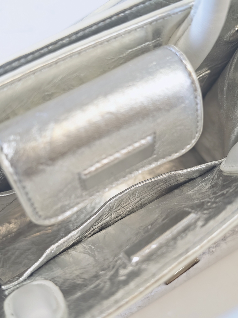 Christian Dior Silver Crinkle Leather Mini Diorever Bag - Picture 8 of 12